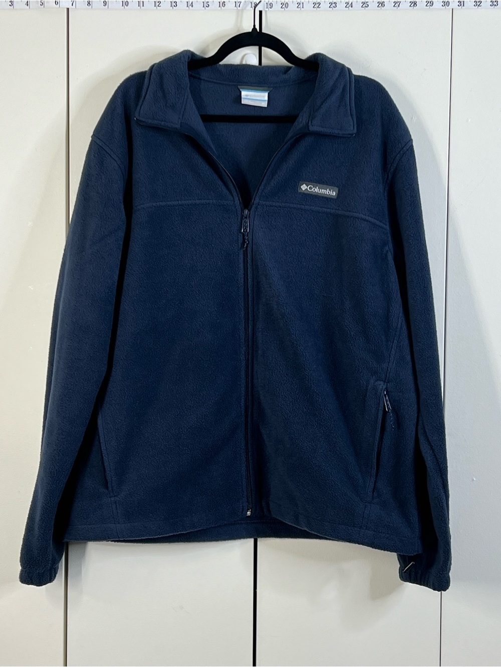 Columbia XL Navy Blue zip Up Fleece Jacket Pockets